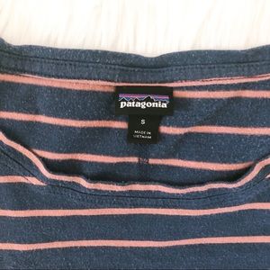 *Patagonia navy and orange striped T-shirt